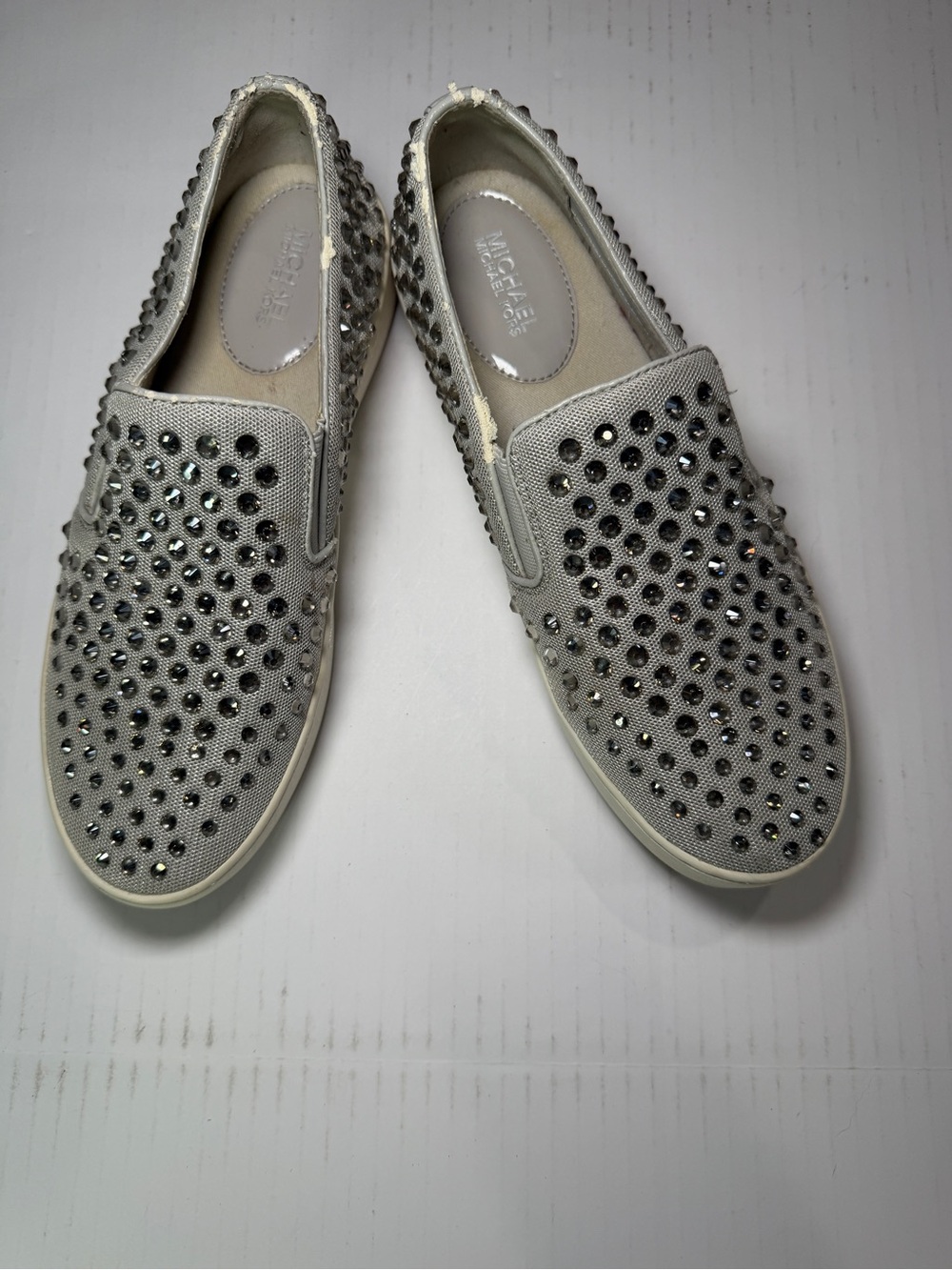 MICHAEL Michael Kors Silver Studded Slip-On Flats